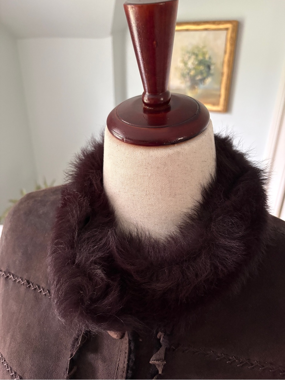 Vintage Dennis Basso Brown Shearling Long Coat - Picture 5 of 10